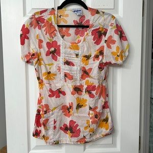 Landau Floral Scrub Top